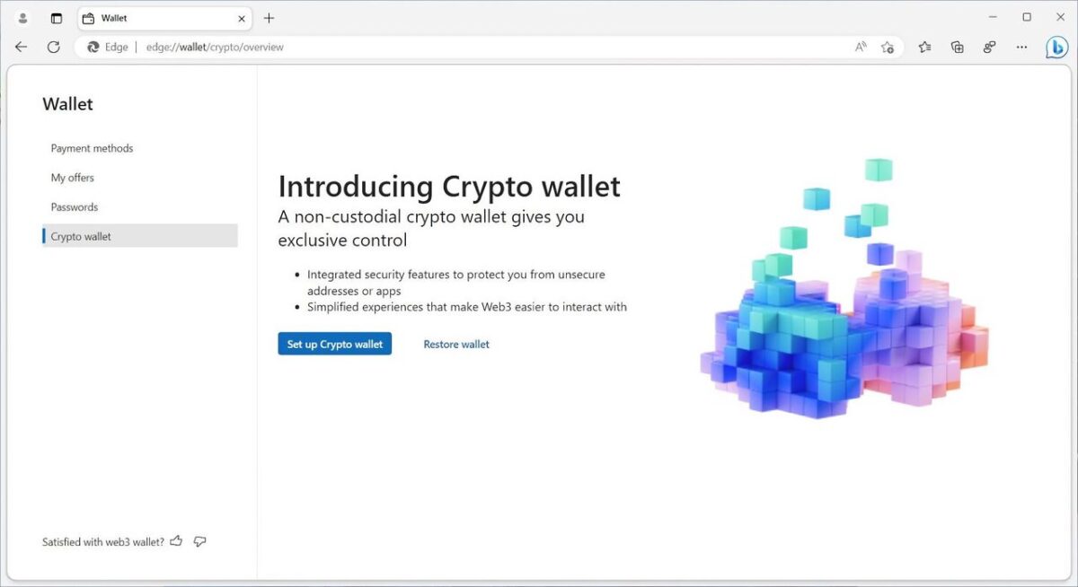 Microsoft testing crypto wallet for Edge